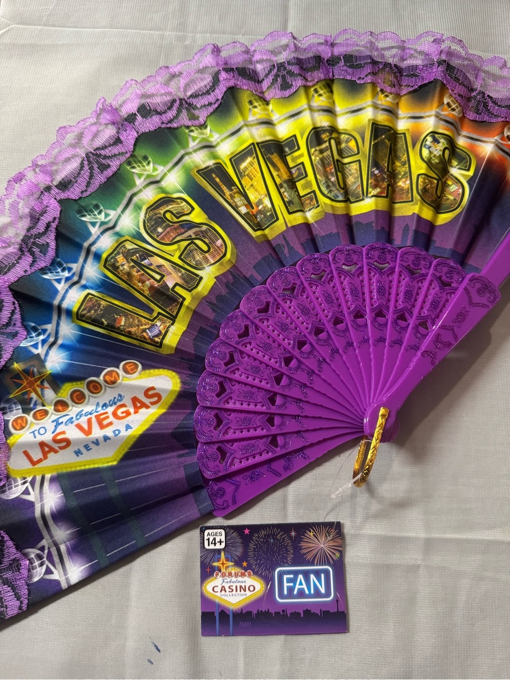 🤩 I’m your fan! Iconic Las Vegas Purple Folding Hand Fan - NWT Souvenir.